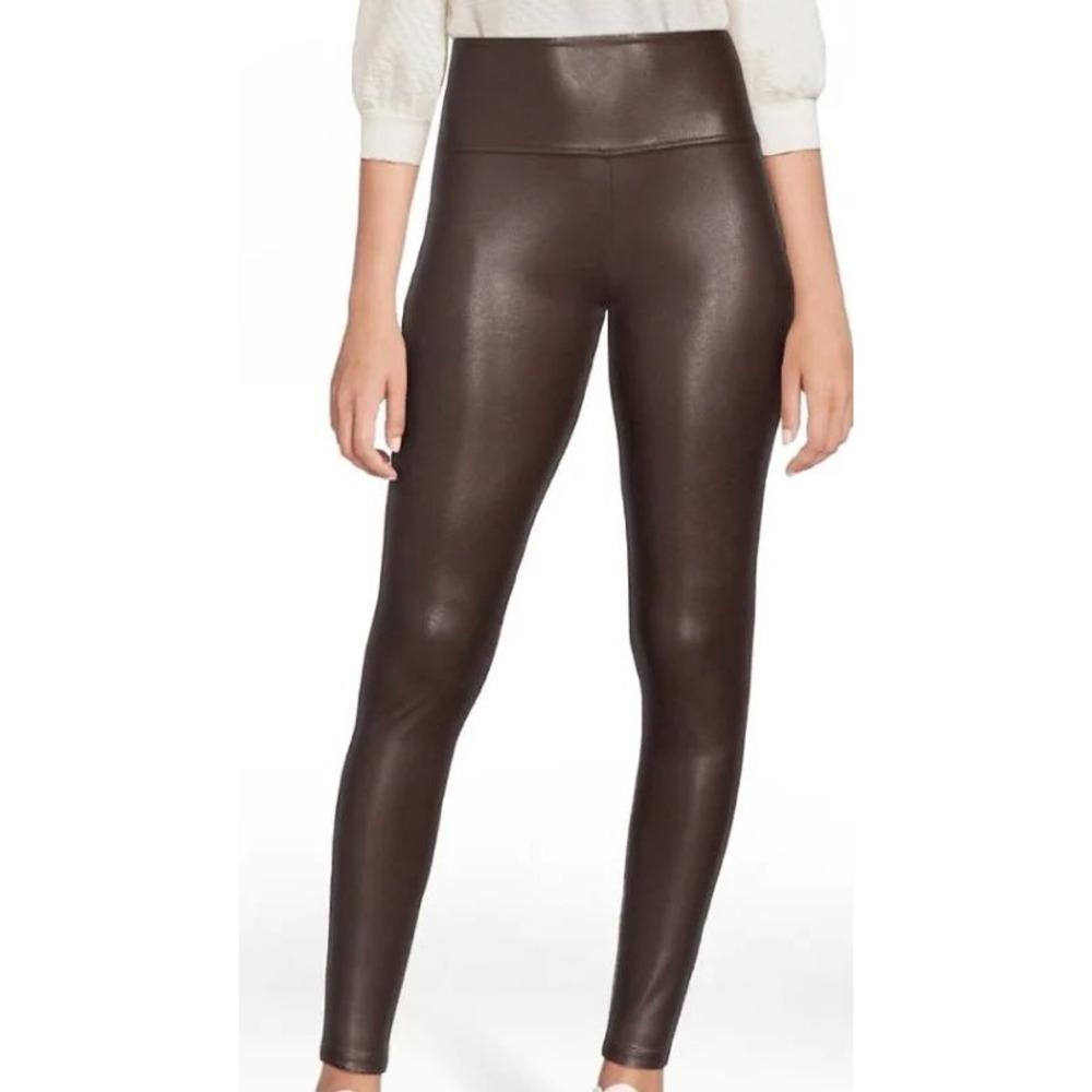Women's‎ Wide High Rise Waistband Skinny Faux Leather Leggings
